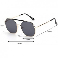 Aviator 2019 new sunglasses - double beam polygonal metal frame glasses - ladies sunglasses - B - CV18SGIMC3S $43.66