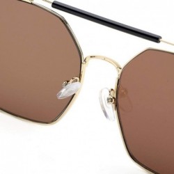 Aviator 2019 new sunglasses - double beam polygonal metal frame glasses - ladies sunglasses - B - CV18SGIMC3S $43.66