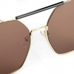 Aviator 2019 new sunglasses - double beam polygonal metal frame glasses - ladies sunglasses - B - CV18SGIMC3S $43.66