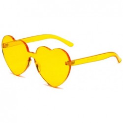 Rimless One Piece Heart Shape Rimless Sunglasses Transparent Candy Color Eyewear - Yellow - CJ18SANIIA6 $10.17