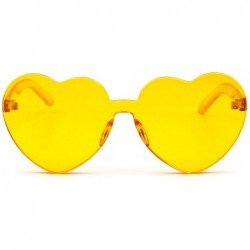 Rimless One Piece Heart Shape Rimless Sunglasses Transparent Candy Color Eyewear - Yellow - CJ18SANIIA6 $10.17