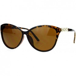 Cat Eye Rhinestone Iced Jewel Temple Goth Cat Eye Mod Sunglasses - Tortoise Brown - CH12FLPIHXR $11.88