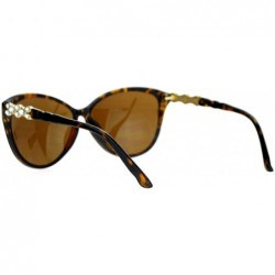 Cat Eye Rhinestone Iced Jewel Temple Goth Cat Eye Mod Sunglasses - Tortoise Brown - CH12FLPIHXR $11.88