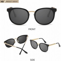 Cat Eye Oversized Cat Eye Sunglasses for Women - Polarized Trendy Mirrored Lens - Metal Temple UV400 for Driving Fishing - CD...