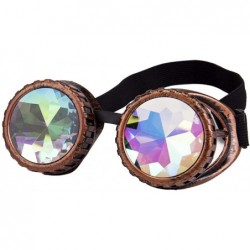 Goggle Kaleidoscope Rave Goggles Steampunk Glasses with Rainbow Crystal Glass Lens - Red Bronze-new Arrival - CQ18IDYXY7D $22.11