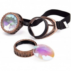 Goggle Kaleidoscope Rave Goggles Steampunk Glasses with Rainbow Crystal Glass Lens - Red Bronze-new Arrival - CQ18IDYXY7D $9.86