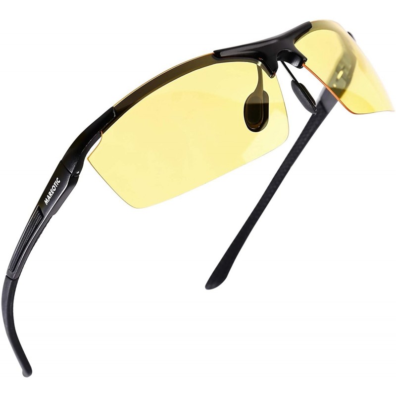 Goggle Night Vision/Blue Light Blocking sunglasses- HD Vision Yellow Lens Polarized Anti Glare Sunglasses - Black-black - CV1...