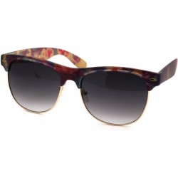 Rectangular Womens Flower Print Half Horn Rim Hipster Sunglasses - Purple - C018W7O07XD $10.52