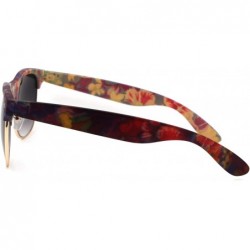 Rectangular Womens Flower Print Half Horn Rim Hipster Sunglasses - Purple - C018W7O07XD $10.52