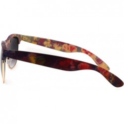Rectangular Womens Flower Print Half Horn Rim Hipster Sunglasses - Purple - C018W7O07XD $10.52