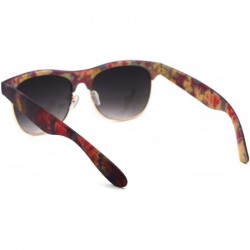 Rectangular Womens Flower Print Half Horn Rim Hipster Sunglasses - Purple - C018W7O07XD $10.52