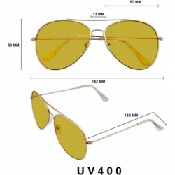 Aviator Aviator Sunglasses Vintage Mirror Lens New Men Women Fashion Frame Retro Pilot - Color Tone - Yellow Gold - CV18URGZ6...