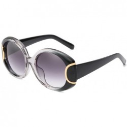 Oval New metal buckle women's European and American style sunglasses - Black Ash - CW18GA3REWI $11.21