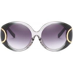 Oval New metal buckle women's European and American style sunglasses - Black Ash - CW18GA3REWI $11.21