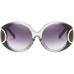 Oval New metal buckle women's European and American style sunglasses - Black Ash - CW18GA3REWI $11.21