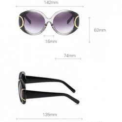 Oval New metal buckle women's European and American style sunglasses - Black Ash - CW18GA3REWI $11.21
