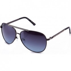 Aviator Women Aviator Rhinestone Bling Bling Stylish Sunglasses - Gunmetal/Blue - CY17YY7KXEL $19.46