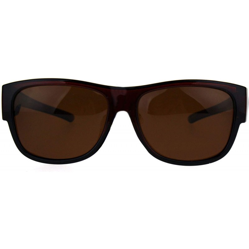 Rectangular Polarized Mens Fitover 55mm Light Weight Rectangular Sunglasses - All Brown - C618639U77X $13.46