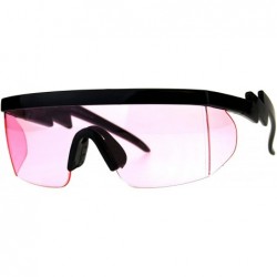 Goggle 80's Goggle Sunglasses Oversized Half Rim Shield Ski Fashion UV 400 - Black (Pink) - CC18E53CY2X $13.65