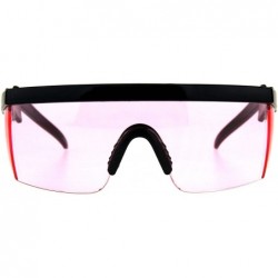 Goggle 80's Goggle Sunglasses Oversized Half Rim Shield Ski Fashion UV 400 - Black (Pink) - CC18E53CY2X $13.65