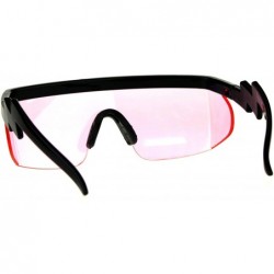 Goggle 80's Goggle Sunglasses Oversized Half Rim Shield Ski Fashion UV 400 - Black (Pink) - CC18E53CY2X $13.65