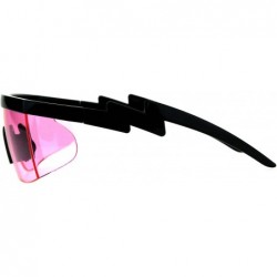 Goggle 80's Goggle Sunglasses Oversized Half Rim Shield Ski Fashion UV 400 - Black (Pink) - CC18E53CY2X $13.65