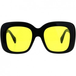 Butterfly Womens Mod Thick Plastic Butterfly Retro Sunglasses - Yellow - CJ189ILO6HX $9.26