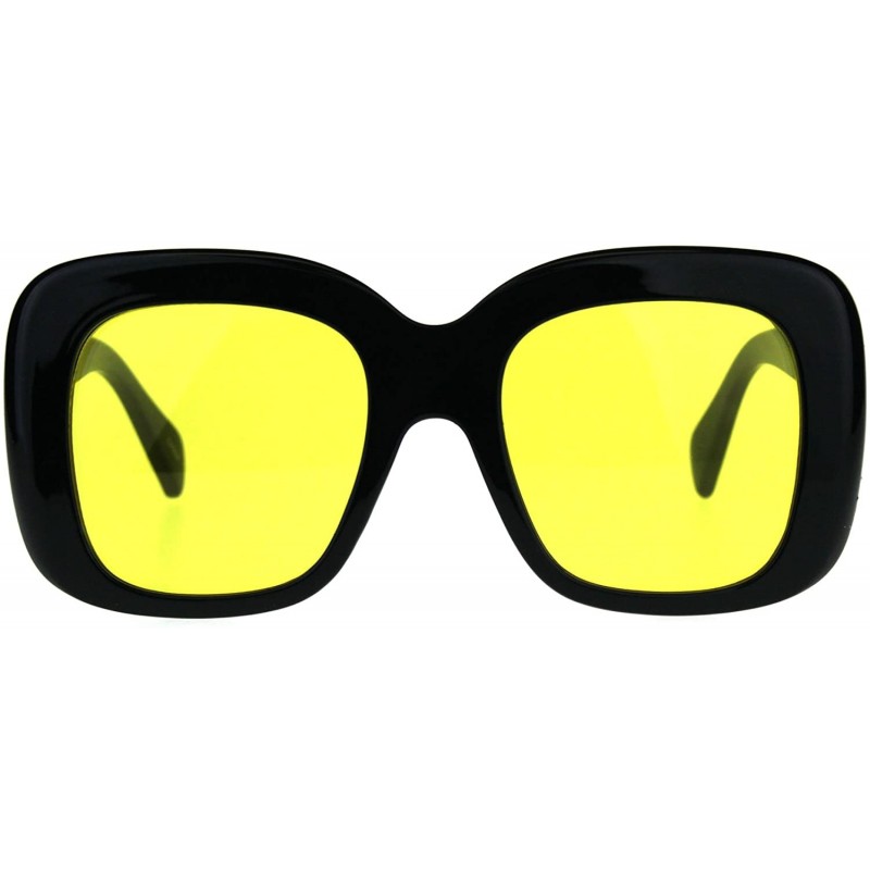 Butterfly Womens Mod Thick Plastic Butterfly Retro Sunglasses - Yellow - CJ189ILO6HX $21.21