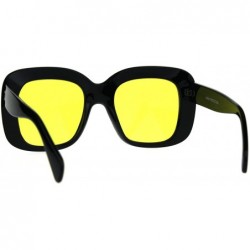 Butterfly Womens Mod Thick Plastic Butterfly Retro Sunglasses - Yellow - CJ189ILO6HX $9.26