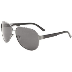 Round Polarized Temple Division Modern Round Aviator Sunglasses - Black Gunmetal - CN190WEYRIT $35.54