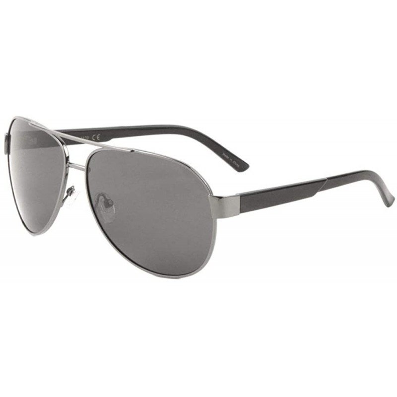 Round Polarized Temple Division Modern Round Aviator Sunglasses - Black Gunmetal - CN190WEYRIT $16.83