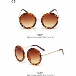 Round Vintage Round Sunglasses for Women UV Protection Circle Frame Sun Glasses - C5 Leopard - CS18I0O29CM $10.60