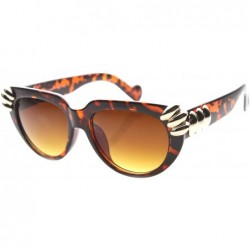 Oversized Fashion U Shaped Metal Claw Detailed Sunglasses - Tortoise-gold Amber - CH11YLSB6V1 $19.64