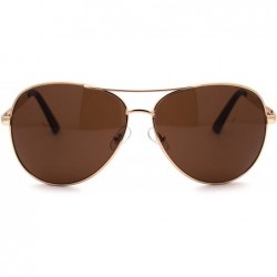 Oversized Mens Classic 80s Large Metal Rim Officer Cop Sunglasses - Gold Brown - CZ196ICZE4D $23.98