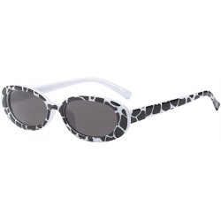 Oval Casual Resin Oval Retro Ladies Sunglasses Women Goggles & Glasses Case - Gray - C818G7SG4S6 $22.12
