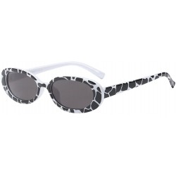 Oval Casual Resin Oval Retro Ladies Sunglasses Women Goggles & Glasses Case - Gray - C818G7SG4S6 $9.63