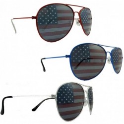 Aviator 3 American Flag Aviator Sunglasses Red White Blue Frames - C011DVHGZ8R $25.87