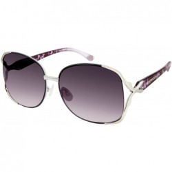 Rectangular Women's 453SP Rectangular Vented Sunglassess with 100% UV Protection - 58 mm - Silver/ Grey - CM180Z3GRN8 $15.72