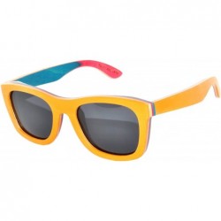 Wayfarer Wood Vintage 100% Polarized Sunglasses Retro Design - Skate-orange_smoke_lens - CV11VWWL533 $73.23