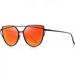 Cat Eye Fashion Women Cat Eye Sunglasses Coating Mirror Lens Sun glasses UV400 S7882 - Black&red - C812FYY9WGB $13.08