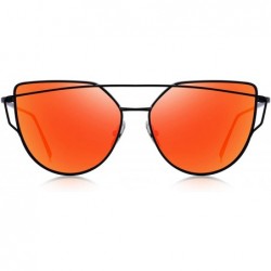 Cat Eye Fashion Women Cat Eye Sunglasses Coating Mirror Lens Sun glasses UV400 S7882 - Black&red - C812FYY9WGB $13.08
