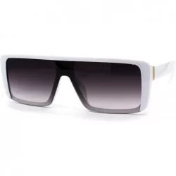 Shield Mens Mobster Half Plastic Flat Top Shield Retro Sunglasses - White Smoke - C5196ELZNQ8 $24.59