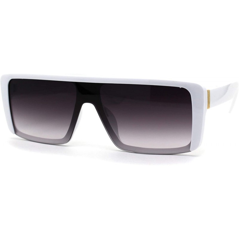 Shield Mens Mobster Half Plastic Flat Top Shield Retro Sunglasses - White Smoke - C5196ELZNQ8 $11.49