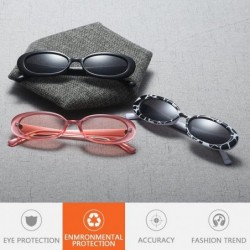 Oval Casual Resin Oval Retro Ladies Sunglasses Women Goggles & Glasses Case - Gray - C818G7SG4S6 $9.63