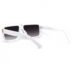 Shield Mens Mobster Half Plastic Flat Top Shield Retro Sunglasses - White Smoke - C5196ELZNQ8 $11.49