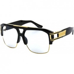 Shield Model 50C UV400 Retro Fashion Thick Frame Glasses - Black-clear - CZ18EHLLY9K $13.57