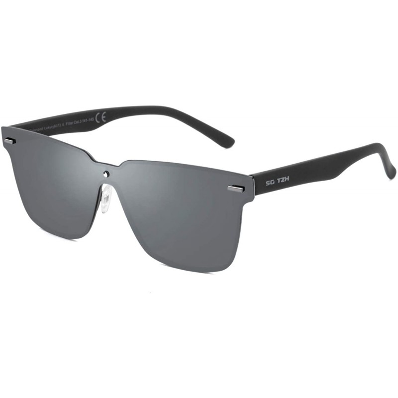 Square Rimless Mirrored Sunglasses One Piece Frameless Eyeglasses Men Women-100% UV400 Protection-Tr90 Unbreakable Frame - CY...