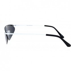 Shield Funky Disco Flat Top Robotic Metal Half Rim Shield Triangle Sunglasses - White Black - CN18QMQQNU0 $12.21