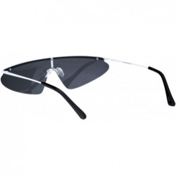 Shield Funky Disco Flat Top Robotic Metal Half Rim Shield Triangle Sunglasses - White Black - CN18QMQQNU0 $12.21