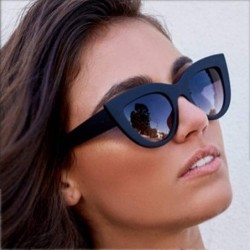 Cat Eye Women Cat Eye Sunglasses Retro Mirror Lens Sun Glasses Ladies Colorful Glasses UV400 - Black Gradual Gray - CR199QCYZ...